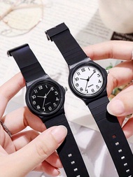 Set de 2 relojes blancos elegantes para parejas, reloj de pulsera de cuarzo sencillo, moderno, deportivo y de estilo coreano para estudiantes