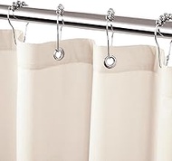 Cream White Fabric Shower Curtain Liner with 3 Large Magnets, Waterproof & Soft Cloth Shower Curtain