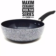 Maxim Wok 24CM Frying Pan Deep Wok Pan Non-Stick Marble Ceramic Wok