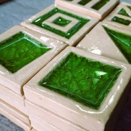 Keceramics Handmade Ceramic GreenKaca Recycled Glass Loose Tiles Wall (5 x 5 x 1 cm) Home Wall Decor