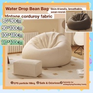 (COD ) 90*100CM bean bag sofa with EPS New Corduroy single Beanbag lazy sofa 80*90cm big Soft Lazy S