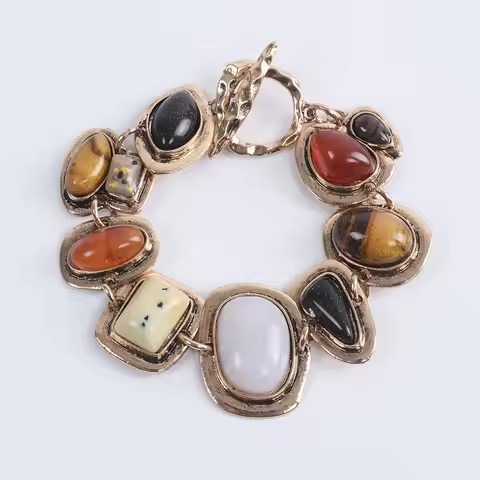 2025 New Indian Vintage Resin Stone Bracelets Women Jewelry Bohemian Ethnic Statement Retro Metal Li