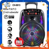 Avcrowns CH-8613 12inch Bluetooth Trolley Speaker 1800W With Wireless Mic