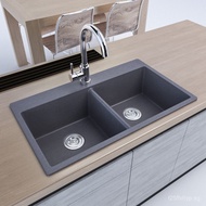Cross-Border Integrated Quartz Stone Double Sink Kitchen Sink Vegetable Washing Basin Sink Dishwashi