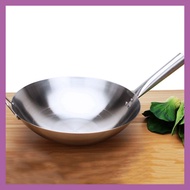 Miketan_34cm High-Grade Stainless Steel Frying Pan Cauldron Wok with Long Handle