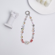 [CHASE] Small Fresh Natural Stone Mobile Phone Chain Clear Crystal Key Chain Bag Ornaments Car Key P