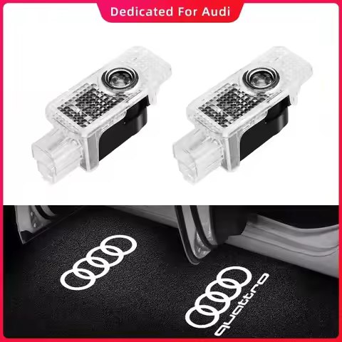 2pcs LED Car Door Emblem Styling For AUDI Q3 8U Q5 8R Q7 4L Q8 A4 B5 B6 B7 B8 B9 A6 C5 C6 C7 C8 A3 8