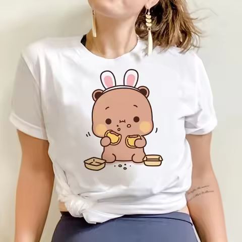 Bubu Dudu Cartoon T Shirt Women Kawaii 90s Y2k Clothes Anime Tops 2000s Vintage T-shirt Unisex Tshir