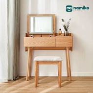 Namiko Haus ชุดโต๊ะเครื่องแป้ง พร้อมไฟ LED กระจกเปิด-ปิด และตู้เก็บของ รุ่น LS02ZHJU2C00