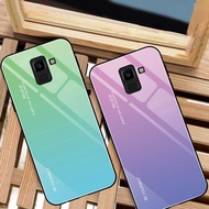 Samsung Galaxy J6 J4 Plus J8 2018 Case Gradient Tempered Glass Hard Phone Cover