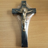 18cm Teak Wood Wall Cross | Benedict Wall Cross Front Back 18cm