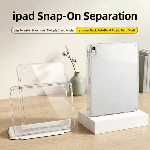 Snap Buckle Clear Acrylic iPad Case for 2026 iPad Air 11, 2025 iPad Pro 11/13, iPad 10th/11th Gen, i