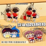 Cute Kawaii Cartoon Table Tennis Player Acrylic Bag Pendant STP 5114 Couple Keychain Friends Keyring