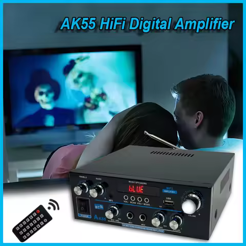AK55 HiFi Digital Amplifier Supports Bluetooth 5.0 Max Power 90W×2 Dual Channel Stereo Audio Amplifi