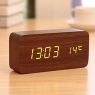 日本暢銷 - 日系 多功能木紋竹LED時鐘/鬧鐘/溫度計/日期 - 木紋 座枱鬧鐘 電子鐘