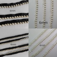 * Ready Stock* 4mm/6mm Lace Trim Pearls Garment Material 0.5m/pack