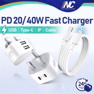 PD 20W / 40W Fast Charger Adapter USB & Type-C for iPhone, Samsung, iPad (Pengecas Pantas)