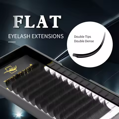 Winky Beauty Pure Black Flat Lashes Extension Split Tips Individual Mink Eyelashes Supplies Ellipse 