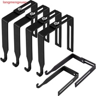 LANGMENGXUAN 4Pcs Adjustable Cubicle Hook, Iron Black Partition Hanger, Multifunctional Flexible Reu
