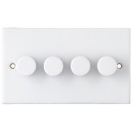British Standard Dimmer Switch 4 GANG 2 WAY 150W LED DIMMER SWITCH MATT WHITE