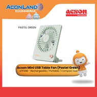 Acson Mini USB Table Fan (Pastel Green) ATF04B - Rechargeable / Portable / Compact Size
