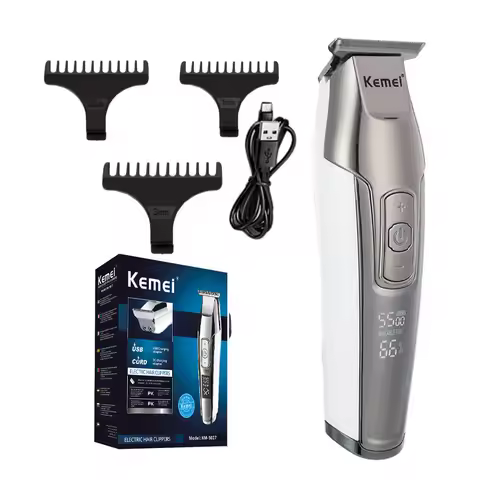 Kemei Barber Professional Hair Clipper LCD Display 0mm Baldheaded Beard Hair Trimmer for Men DIY Cut
