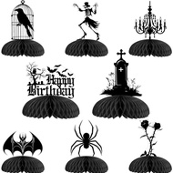 Cheereveal 8Pcs Black Gothic Birthday Honeycomb Centerpieces, Goth Table Decorations, Death to My 20