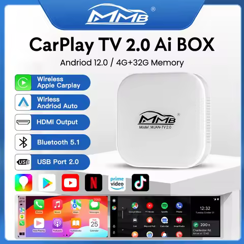 MMB TV Box 2.0 Car Wireless CarPlay Android Auto Adapter Android12.0 BT5.1 Ai Box for Porsche Audi Y