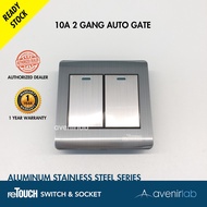 reTouch Aluminum Stainless Steel Auto Gate Switch Slim Curved Designer Aluminum Face Wall Switch [PR