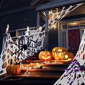OurWarm Halloween Spider Web Decoration Outdoor, Giant Stretchy Beef Netting Roll Spiderweb Decor,fo