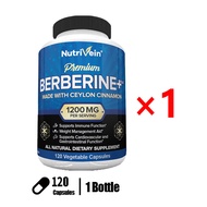 Nutrivein Berberine HCl 1200 mg with Organic Ceylon Cinnamon - 120 Capsules - Supports Immune System