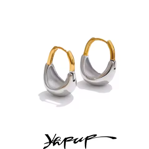 Yhpup Statement Stainless Steel Metal Geometric Unusual Hoop Earrings Waterproof Daily Charm Jewelry