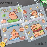 CACTU Capybara File Bag, Cute Cartoon Transparent Test Paper Storage Pouch,  Light PVC Portable Zip 