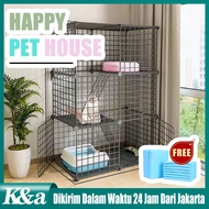 3Layers Set Kandang Kucing Kandang Anjing Pagar Kucing Anjing Pet Cage Pagar Besi DIY Tingkat Besar Kelinci Murah Hewan Peliharaan Kasur Kecil Kalung Rumah