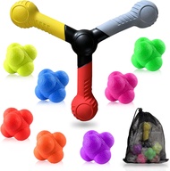 Reaction Speed Training Tools 8pc Kit-Include 1 Hand Eye Coordination Stick 7 Rubber Reaction Balls 