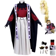 Anime Douma Cosplay Costume Long Sleeve Top Hat Black Clothing Set Adult Men Carnival Halloween