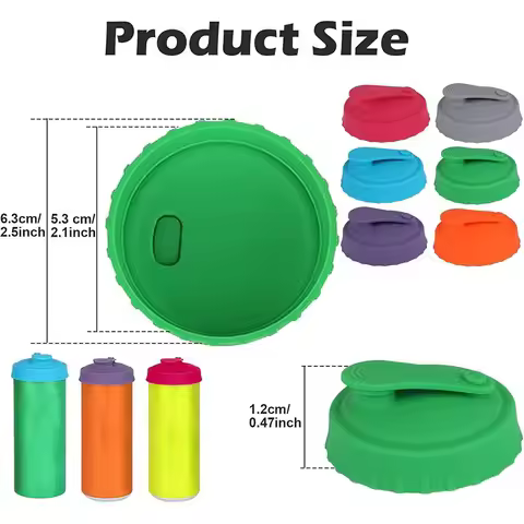 Silicone Soda Can Lid Reusable Can Stopper for Soda Beer Drinks Juice Coke Beverage Fits Standard Ca