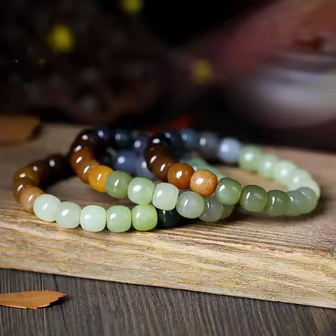 Natural Hetian jade high-end beads bracelet quality men's bracelets natural stone jade bracelet bang