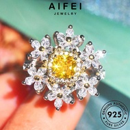 AIFEI JEWELRY Citrine Sterling Korean 925 For Silver Perak 純銀戒指 Accessories Cincin Adjustable Luxury Original Ring Women Snowflake Perempuan R2498