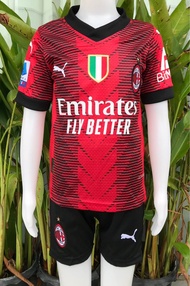 AC Milan ชุดเด็ก 2024 ชุดกีฬาราคาถูกเหนือผ้า polyester เป็นชุด ( เสื้อพร้อมกางเกง )