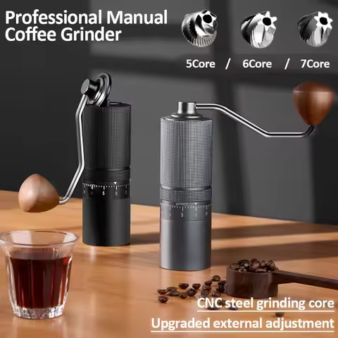 New Manual Coffee Grinder 5/6/7 Core Professional Espresso Bean Coffee Grinder Mill External Adjusta