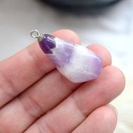 茄子型千層冰晶紫水晶頸鍊鏈墜 日本高級二手古著珠寶首飾