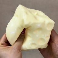 Shapeable Cheese Stress Ball – Big Jumbo Squeeze Cube, Non-Bounce Fidget Toy for Anxiety Relief， Fun