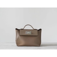 【MiyaBag】Mini 2424 leather silver buckle handbag shoulder bag crossbody bag,elephant gray