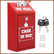 Suggestion Box Wall Mount Money Cash Drop Box with Key Metal Safe Storage Organizers with Key Slot C