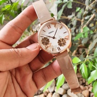 Fossil ES4534 Jacqueline Three-Hand Quartz with White Floral Dial in Rose Gold Mesh Stainless Steel 