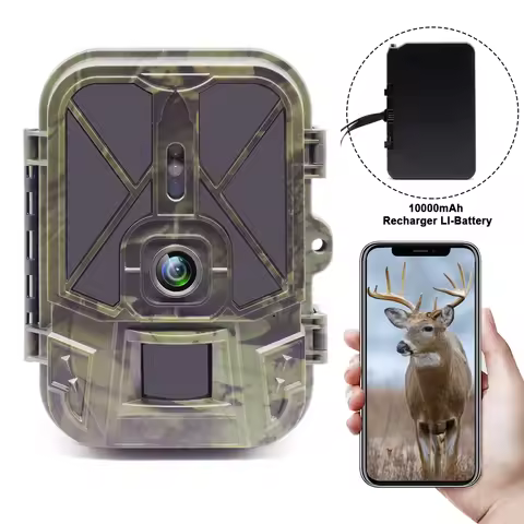 Live Stream Trail Camera 4K Video 30MP WiFi APP Bluetooth Hunting Cameras With 10000mAh Li-Battery N