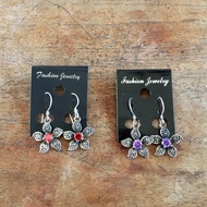 5-hanging Flower Earrings With 925. silver Gems