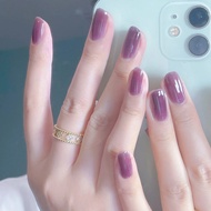 【With Glue】24pcs24-PCS White Pearl Press on Nails Medium Fake Nails Three-dimensional Bow False Nails Purple Gradient Fake Nails Silver Edge Pattern Cloud Pattern Fake Nails Fake Nails Glossy False Nails Full Cover Acrylic Nails for Women &amp; Girls