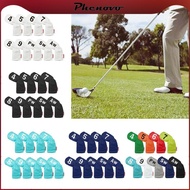 [Phenovo] 9Pcs Golf Club Iron Head Covers 4-9,PW,SW,AW PU Leather Guard Accessories